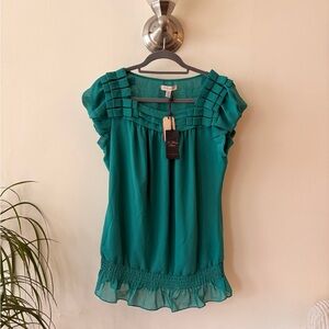 NWT Ted Baker Teal Pleated Blouse